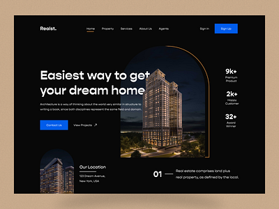 Real Estate - Web Header Dark Concept