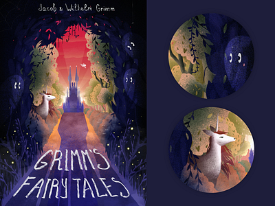 Grimm's Fairy Tales Illustration art book castle cover cover art digitalart editorial art fairly tales forest ghost graphics grimms illustration illustrations kids mystery mystical mythical poster art unicorn