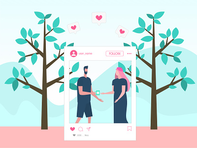 Peace and Love in Illustrations ai character composition follow frame graphics green illustrations insta marketplace nature pink shot sticker tree ui ux vector website