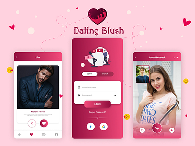 Dating Blush - Dating App UI app ui app ui design app ui kit clean complexion date dating dating app dating app design ios kit lunch mate minimal reduction ui