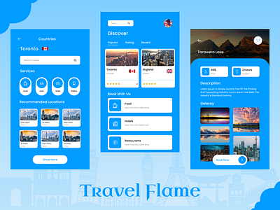 TravelFlame - Travel App UI Design Concept