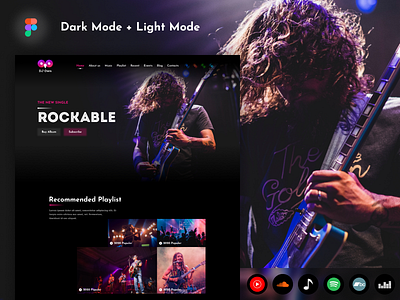 Rockable - Music & Band Web Template band business dard mode light mode music music and band landing page web template