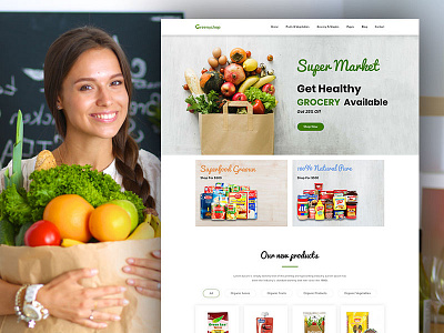 Greenyshop - Grocery Shop and Super Market Landing Page psd template psd templates