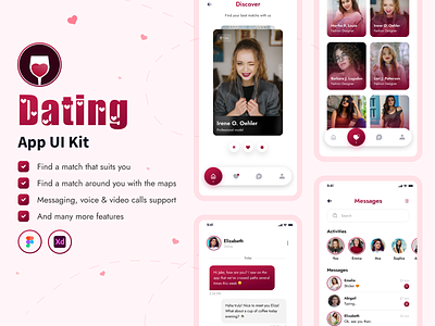 Dating App UI Kit - Bumble Redesign Challenge app concept dating app figma mobile app template find your love match ios kit online dating social app