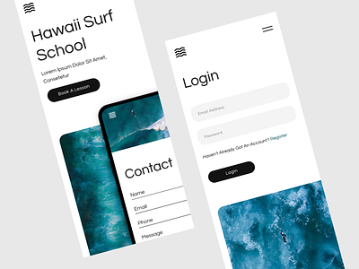 Hawaii Surf School Mobile Concept adobe xd app concept design hawaii idea mobile surf surfing ui ux website