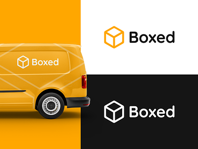 Boxed Delivery Logo Concept branding concept delivery delivery logo delivery truck delivery van design flat icon logo minimal mockup typography vector