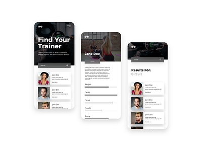 Find Your Trainer Mobile Concept adobe xd app concept design flat idea mobile ui ux website