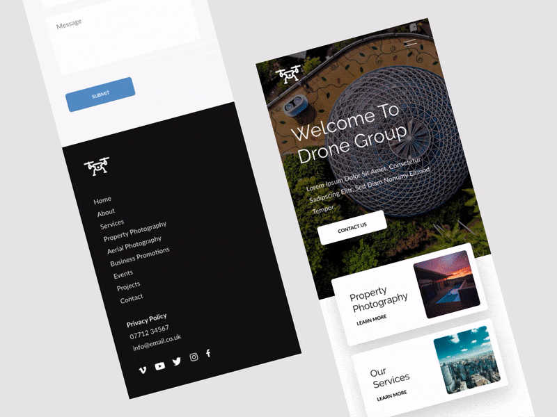 Drone Group Mobile Website adobe xd business concept design drones flat idea minimal mobile photography property property search ui ux web website