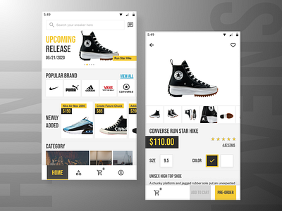 Sneaker App Exploration app design exploration figma shoes app sneakers ui ux