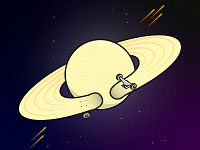 Saturn skateboard illustration ring saturn sk8 skate skateboard space vector