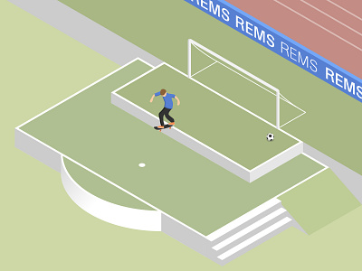 Skate Everywhere - 1 back tail foot football football club illustration isometric illustration penalty sk8 skate skateboard skateboarding soccer stadium vector