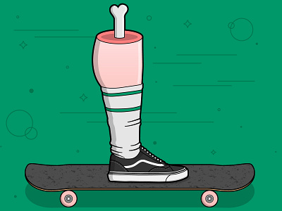 One legged Skater green illustration off the wall sk8 skate skateboard skateboarding socks vans vector