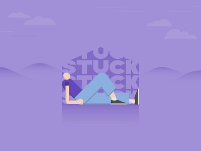 Stuck flat design house illustration landscape purple vector