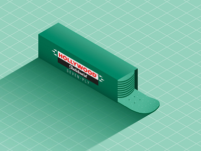 Hollywood Skateboard chewing gum hollywood isometric illustration sk8 skate skateboard skateboarding