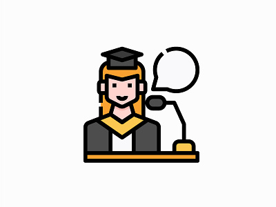 Student avatar filled graduation icon illustration podium profiles student user vector