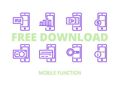Mobile Function icons mini set app application features function icons line mobile outline phone smart