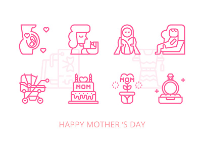 Happy Mother's Day icons set