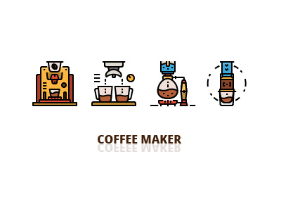 COFFEE MAKER aeropress coffee filled icons machine maker syphon