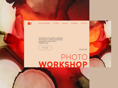 Page for the Photo Workshop. Concept bright color concept design flat idea main page minimal orange photo ui web website workshop