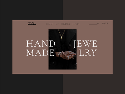 Handmade jewelry shop concept arm bright brown color concept design figma flat idea jewelry jewelry shop mainpage minimal ui web