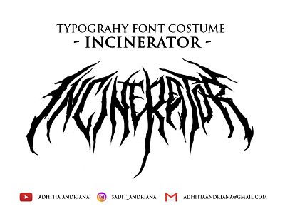 Incinerator artwork branding concept costume deathmetal design drawing drawings font font design fonts gore handlettering illustration inking jangart logo logos logotype typeface