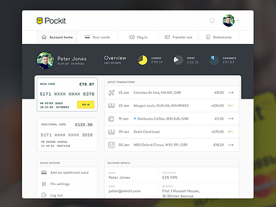 WIP Dashboard cards dashboard overview pockit prepaid transactions