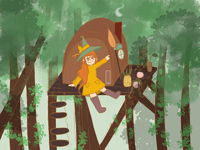 The witch in the trees clip studio paint digital art digitalart drawing forest girl illustration witch witchy