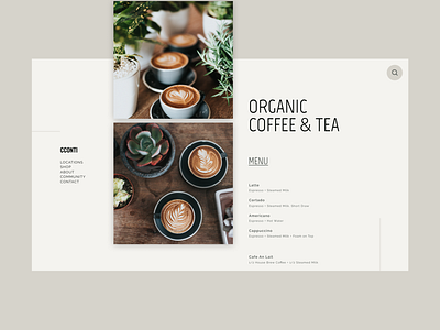 Organic coffee & tea shop website concept coffee concept dailyui design desktop ecommerce figma homepage landing page minimal shop uiux uiuxdesign webdesign