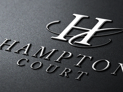 Hampton Court apartment graphic design logo metal metallic