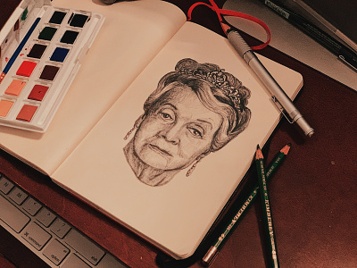Dame Maggie Smith drawing graphite portrait portraiture sketch