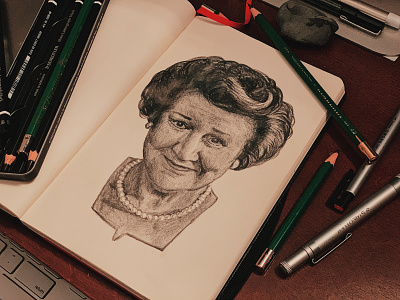 Dame Patricia Routledge drawing graphite portrait portraiture sketch