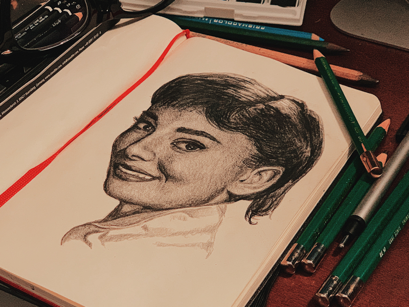 Audrey Hepburn inktober illustration pencils portraiture graphite