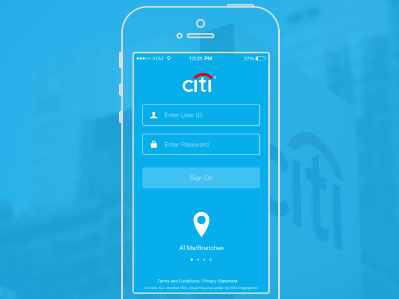 Citi Bank Mobile App - Sign On Animation animation app bank citi citibank finance interactive ios7 login mobile signin signon