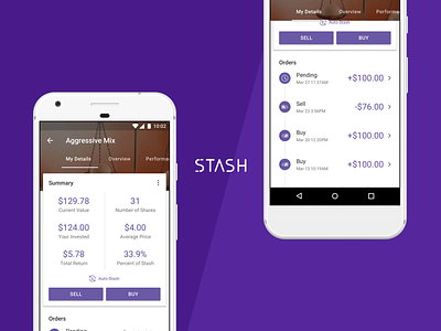 Stash Product Detail Page Concept for Android android finance invest material design mobile pdp stash