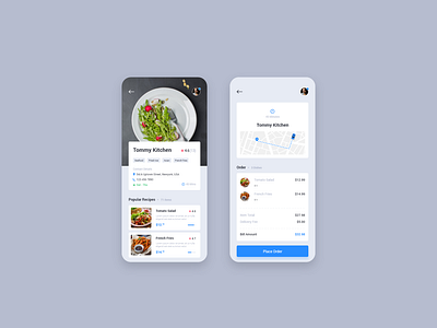 Food delivery app UI concept
