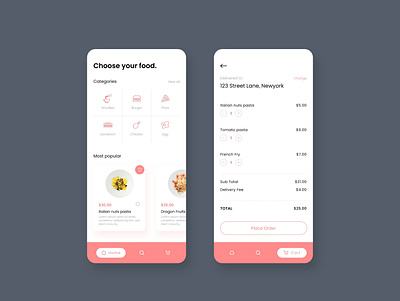 Food delivery app UI concept_03 adobexd android appdesign cleanui flat foodapp fooddelivery fooddeliveryservice instafood interface minimal mobileapp restaurant ronytajul ui uitrends uxdesign uxui xd
