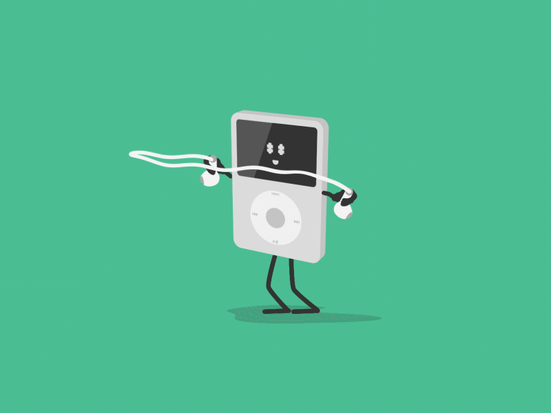 Skip To The Beat after effects animation character gif illustrator ipod minimal music skipping vector workouts