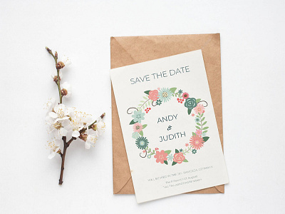 Free Round Floral Save The Date Invitation Template