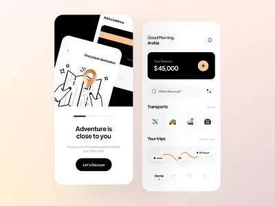 Transitly :: Transportation App airplane app clean design minimal onboarding taxi transportation travel ui unarshia ux