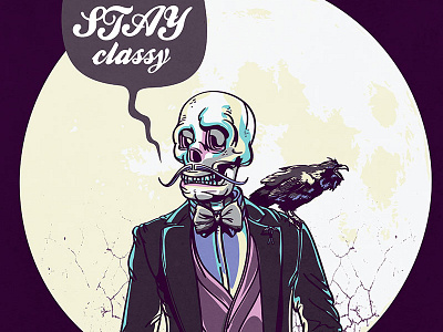 stay classy classy crow full moon skull stay