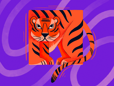 Square Tiger abstract animal animal art challenge illustraion orange procreate purple shape tiger