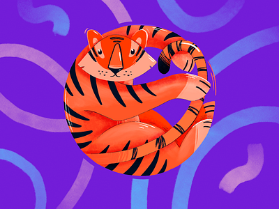 Tiger abstract animal animal art drawing illustration orange procreate round tiger