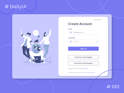 Sign Up daily ui dailyui dailyui 001 design sing in sing up ui ui design