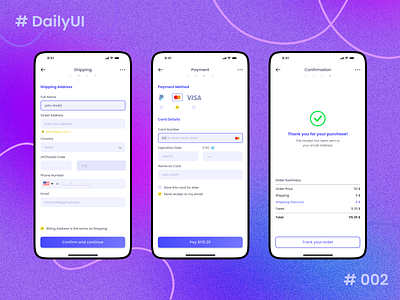 DailyUI 002 Checkout @dailyui address app checkout checkout flow credit card daily ui dailyui e commerce ecommerce ecommerce design figmadesign form input field mobile order summary payment payment method shipping ux