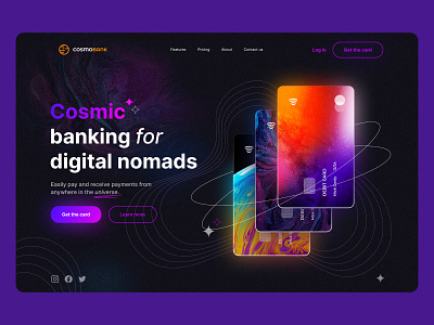 Cosmic banking banking card design digital interface landing product ui universe ux web web design webdesign website