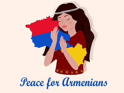 Peace for Armenia art character design face girl hair illustraion illustration illustration art illustrator map vector