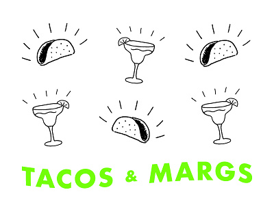 Tacos & Margs illustration margaritas neon tacos