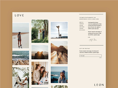 Love, Leon Website Concept home page layout masonry grid minimal photographer web web design website
