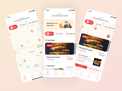 Best Food Deals br burger clients deal of the day deals design drinks food illustration map meals minimal mobile app mvp nearby ui ux