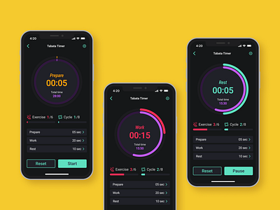 Daily UI #014 - Countdown Timer countdown timer daily ui daily ui challenge daily ui day 14 mobile app mobile app design sport app sport timer tabata timer ui design ux design